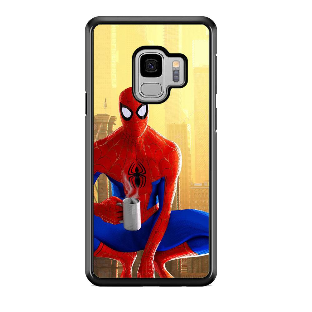 Spiderman and Morning Habbit Samsung Galaxy S9 Case-Rubber Black (2D Case)-Oxvistore