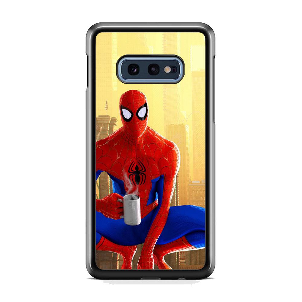 Spiderman and Morning Habbit Samsung Galaxy S10E Case-Rubber Black (2D Case)-Oxvistore