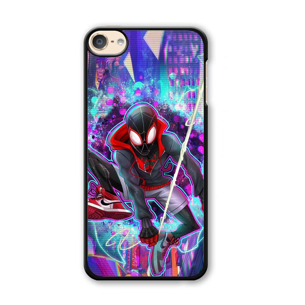Spiderman in Spider Verse iPod Touch 6 Case-Plastic Black (2D Case)-Oxvistore