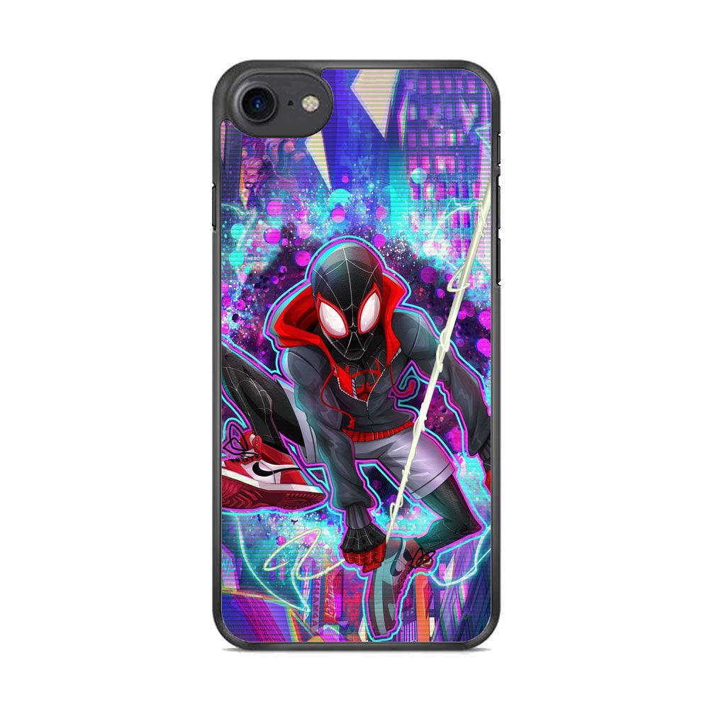 Spiderman in Spider Verse iPhone 7 Case-Rubber Black (2D Case)-Oxvistore