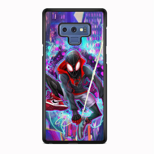 Spiderman in Spider Verse Samsung Galaxy Note 9 Case-Rubber Black (2D Case)-Oxvistore