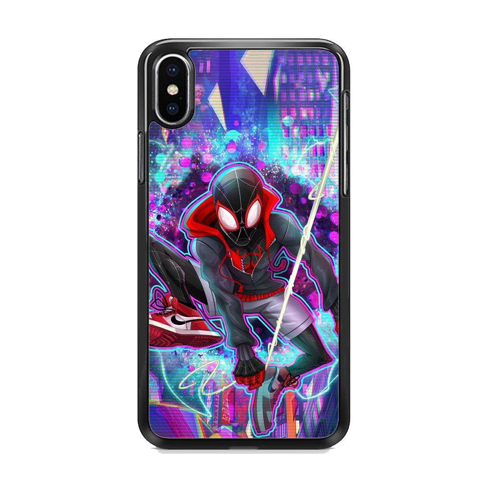Spiderman in Spider Verse iPhone X Case-Rubber Black (2D Case)-Oxvistore