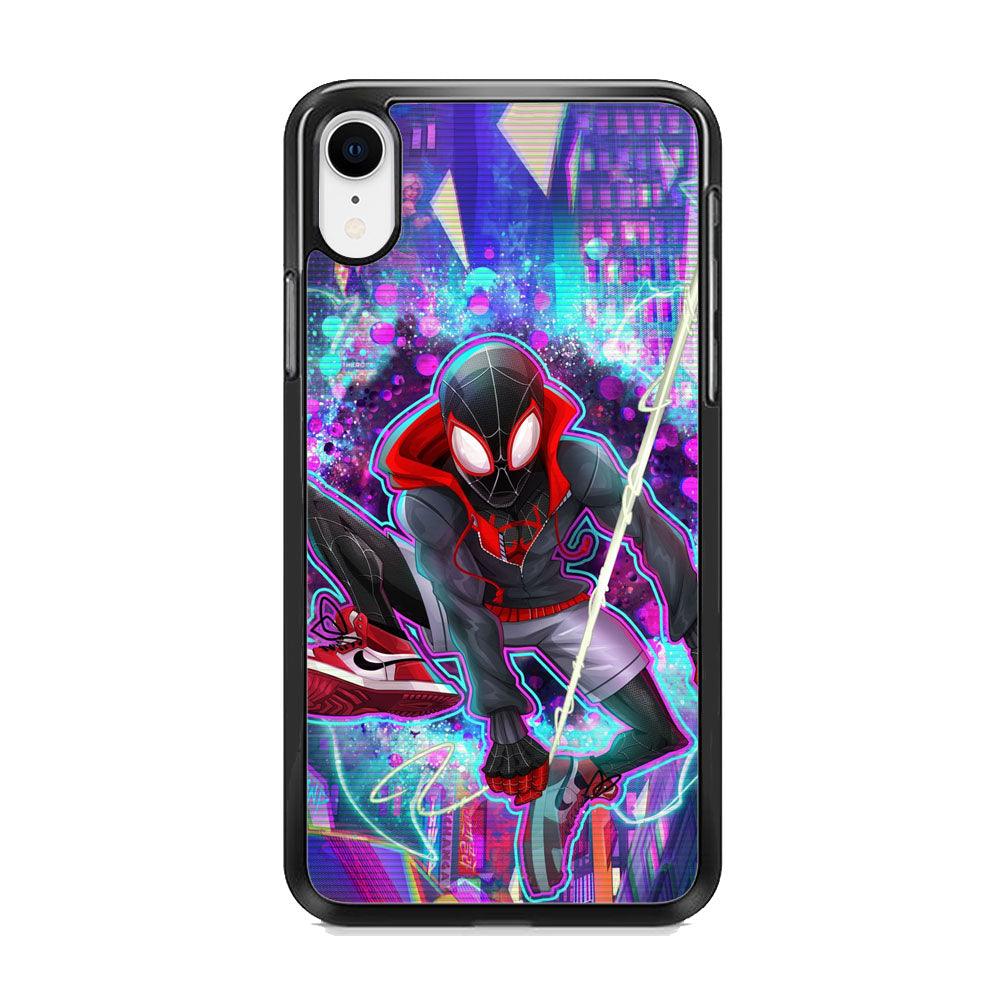 Spiderman in Spider Verse iPhone XR Case-Rubber Black (2D Case)-Oxvistore