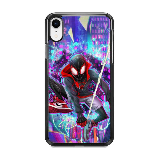 Spiderman in Spider Verse iPhone XR Case-Rubber Black (2D Case)-Oxvistore