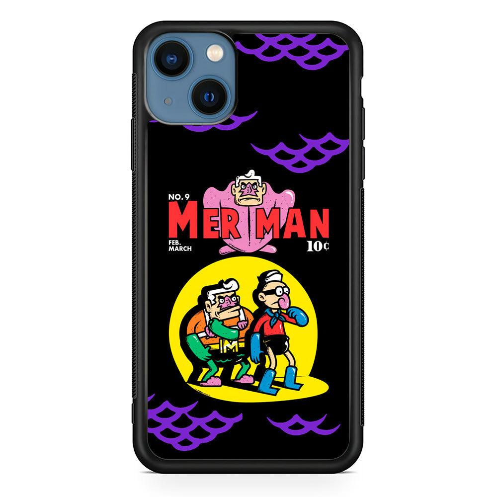 Spongebob Squarepants Mer Man Hero Show iPhone 14 Case-Rubber Black (2D Case)-Oxvistore