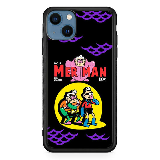 Spongebob Squarepants Mer Man Hero Show iPhone 14 Case-Rubber Black (2D Case)-Oxvistore
