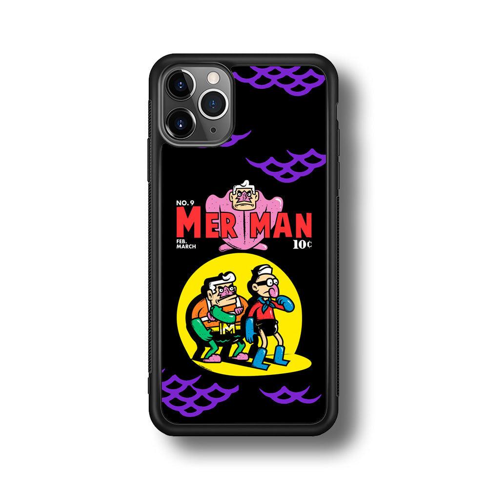 Spongebob Squarepants Mer Man Hero Show iPhone 11 Pro Max Case-Rubber Black (2D Case)-Oxvistore