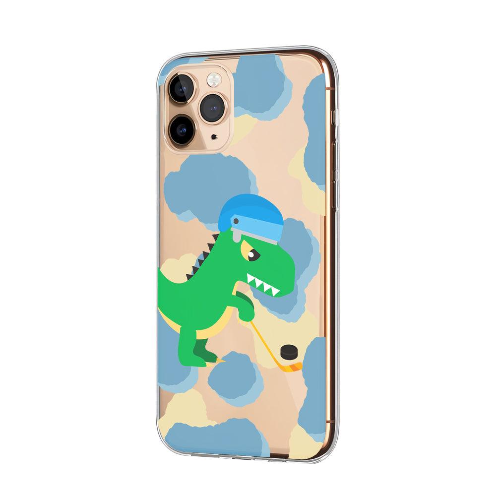 Sport Dinosaur Hockey on The Sky Clear Soft Case-Oxvistore