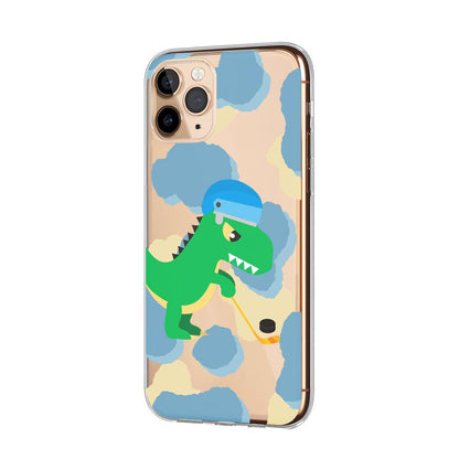 Sport Dinosaur Hockey on The Sky Clear Soft Case-Oxvistore