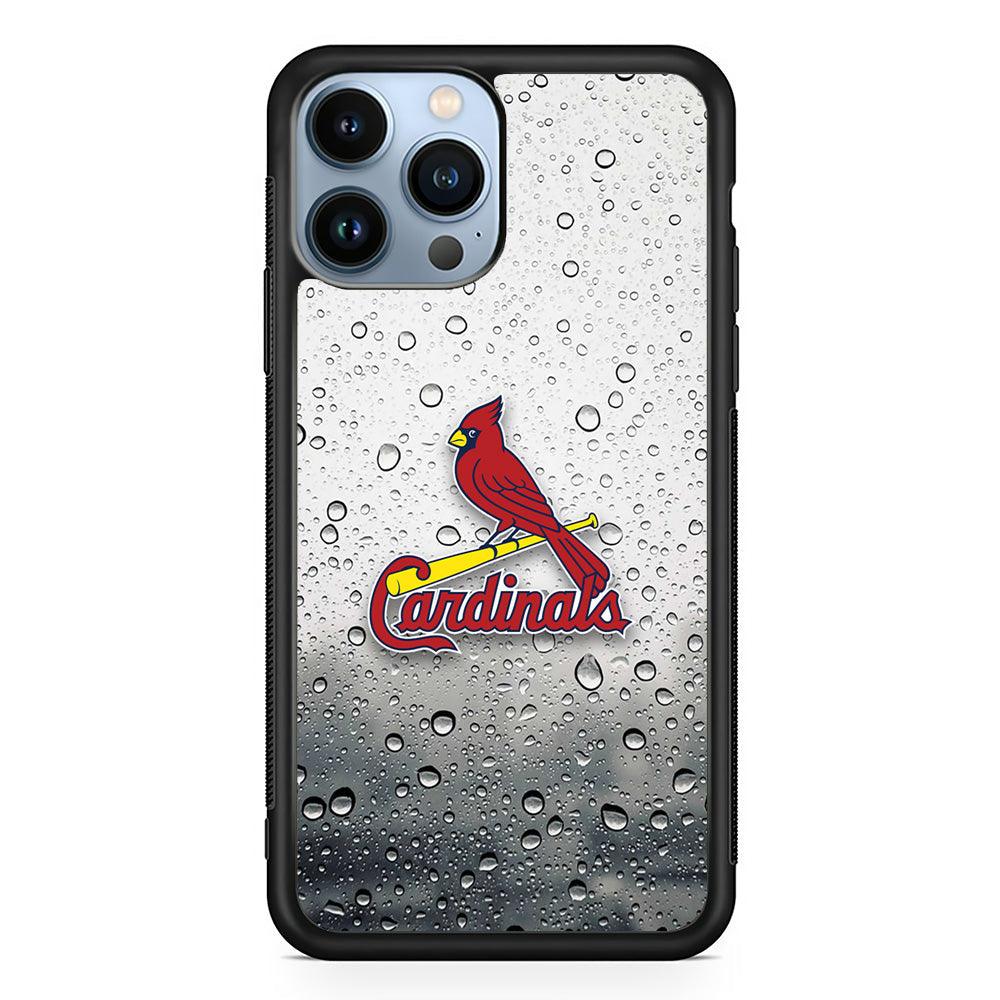 St Louis Cardinals Sticker on Rainy Day iPhone 13 Pro Max Case-Rubber Black (2D Case)-Oxvistore