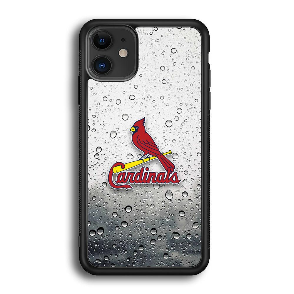 St Louis Cardinals Sticker on Rainy Day iPhone 11 Case-Rubber Black (2D Case)-Oxvistore