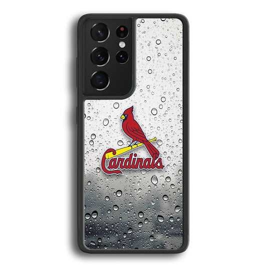St Louis Cardinals Sticker on Rainy Day Samsung Galaxy S22 Ultra Case-Rubber Black (2D Case)-Oxvistore