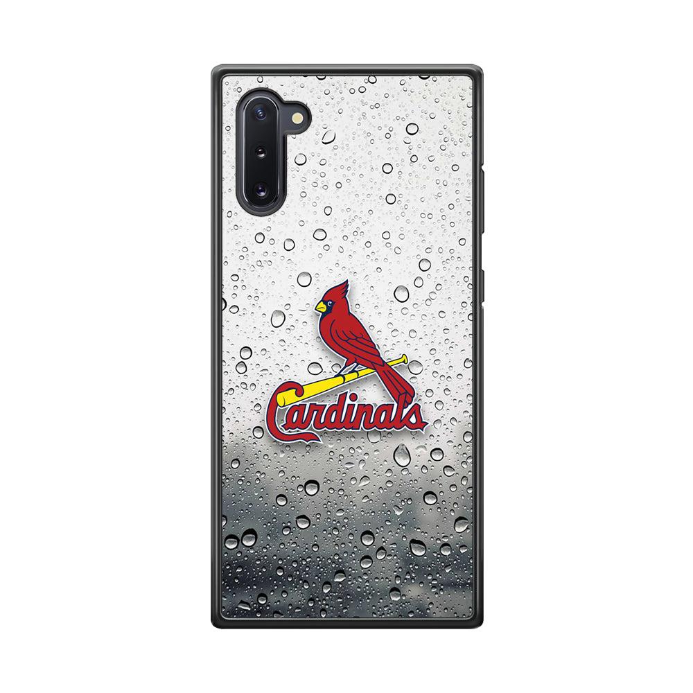 St Louis Cardinals Sticker on Rainy Day Samsung Galaxy Note 10 Case-Rubber Black (2D Case)-Oxvistore