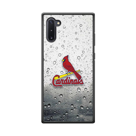 St Louis Cardinals Sticker on Rainy Day Samsung Galaxy Note 10 Case-Rubber Black (2D Case)-Oxvistore