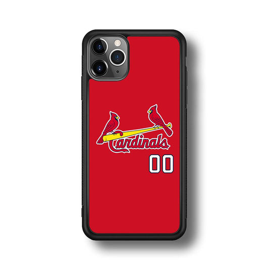 St Louis Cardinals The Red Bird iPhone 11 Pro Max Case-Rubber Black (2D Case)-Oxvistore