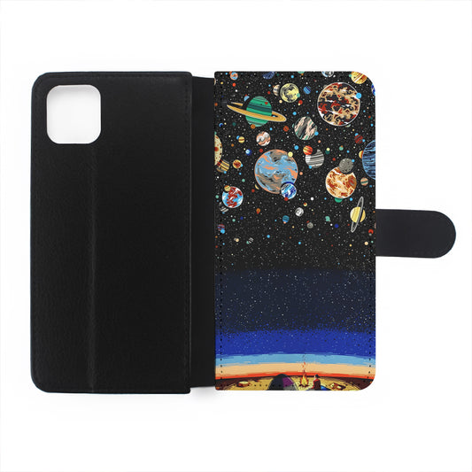 Star Night Camping Flip Wallet Phone Case