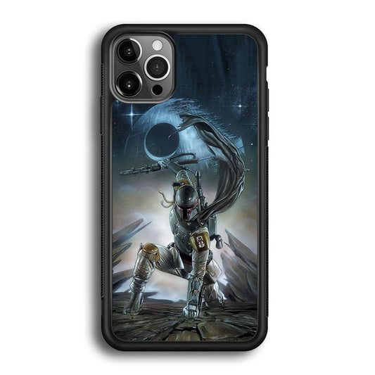 Star Wars Fett in Action iPhone 12 Pro Case-Rubber Black (2D Case)-Oxvistore