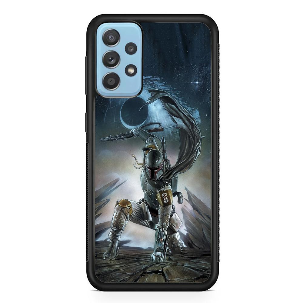 Star Wars Fett in Action Samsung Galaxy A72 Case-Rubber Black (2D Case)-Oxvistore
