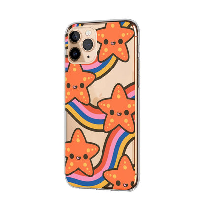 Starfish And The Rainbow Wave Clear Soft Case-Oxvistore