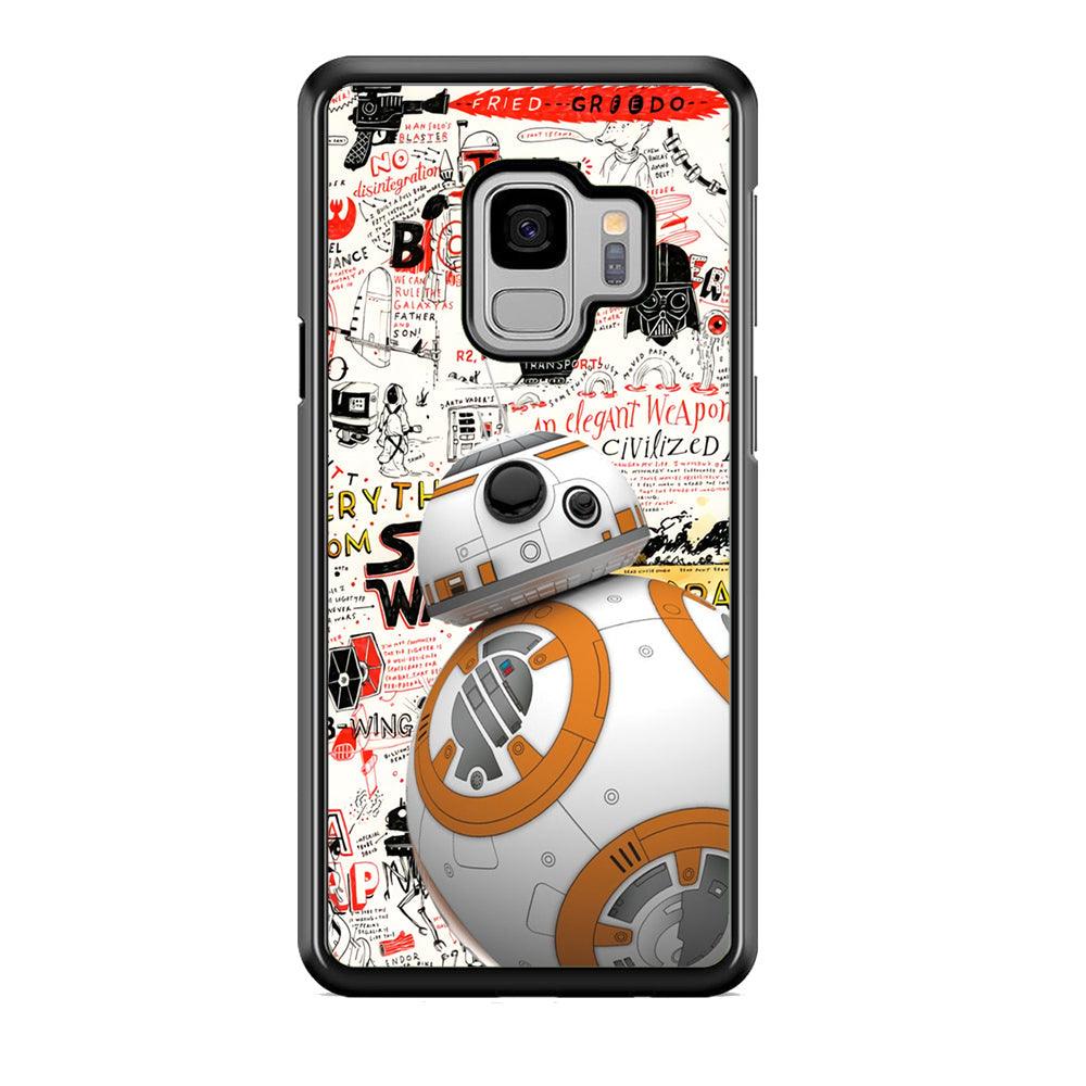 Starwars Doodle BB 8 Samsung Galaxy S9 Case-Rubber Black (2D Case)-Oxvistore