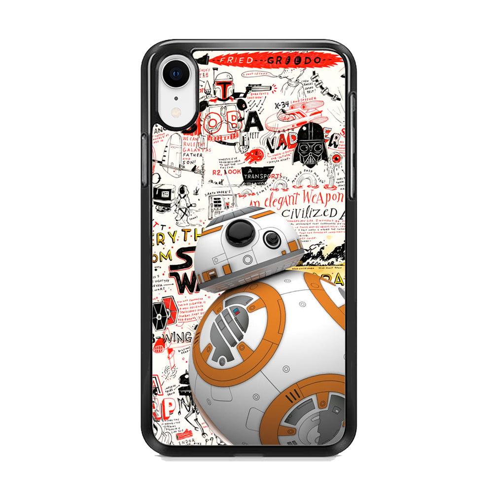 Starwars Doodle BB 8 iPhone XR Case-Rubber Black (2D Case)-Oxvistore
