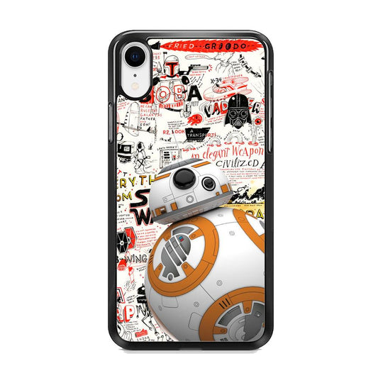 Starwars Doodle BB 8 iPhone XR Case-Rubber Black (2D Case)-Oxvistore