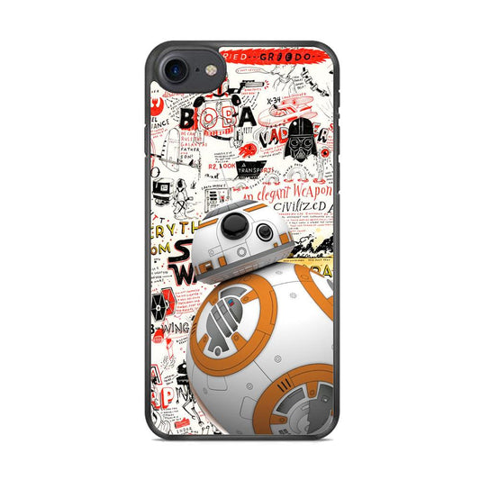 Starwars Doodle BB 8 iPhone 8 Case-Rubber White (2D Case)-Oxvistore