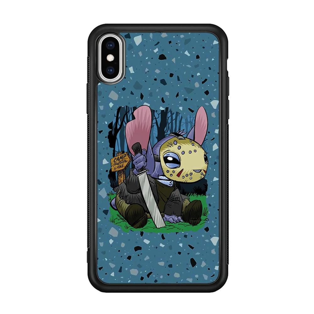 Stitch Camp Crystal Lake iPhone XS Case-Rubber Black (2D Case)-Oxvistore