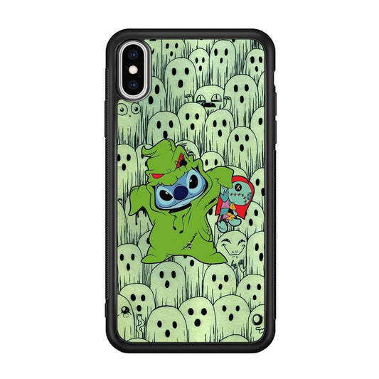 Stitch Creepy Costum iPhone Xs Max Case-Rubber Black (2D Case)-Oxvistore