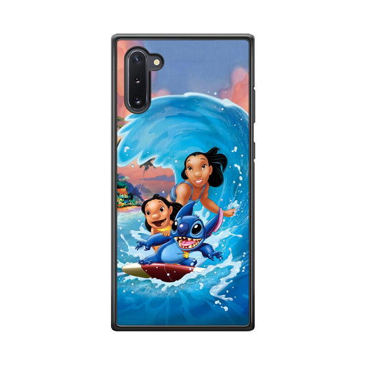 Stitch Great Wave from The Sea Samsung Galaxy Note 10 Case-Rubber Black (2D Case)-Oxvistore