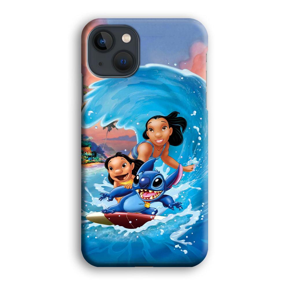 Stitch Great Wave from The Sea iPhone 14 Case-Oxvistore