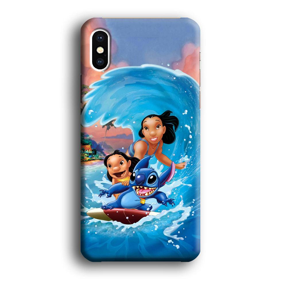 Stitch Great Wave from The Sea iPhone XS Case-Oxvistore