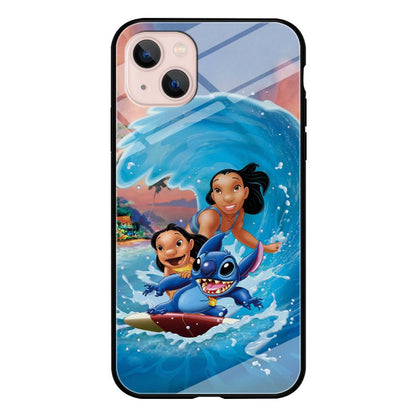 Stitch Great Wave from The Sea iPhone 14 Plus Case-Oxvistore