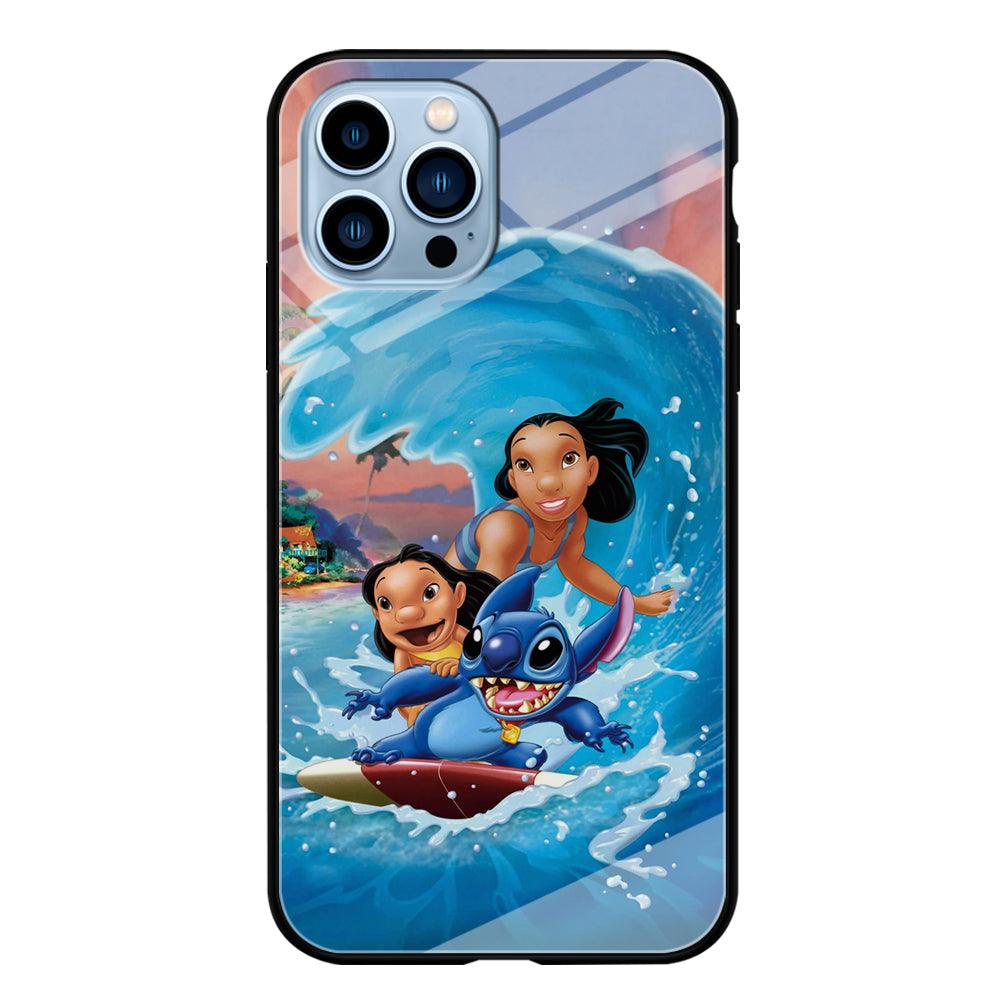 Stitch Great Wave from The Sea iPhone 15 Pro Case-Oxvistore