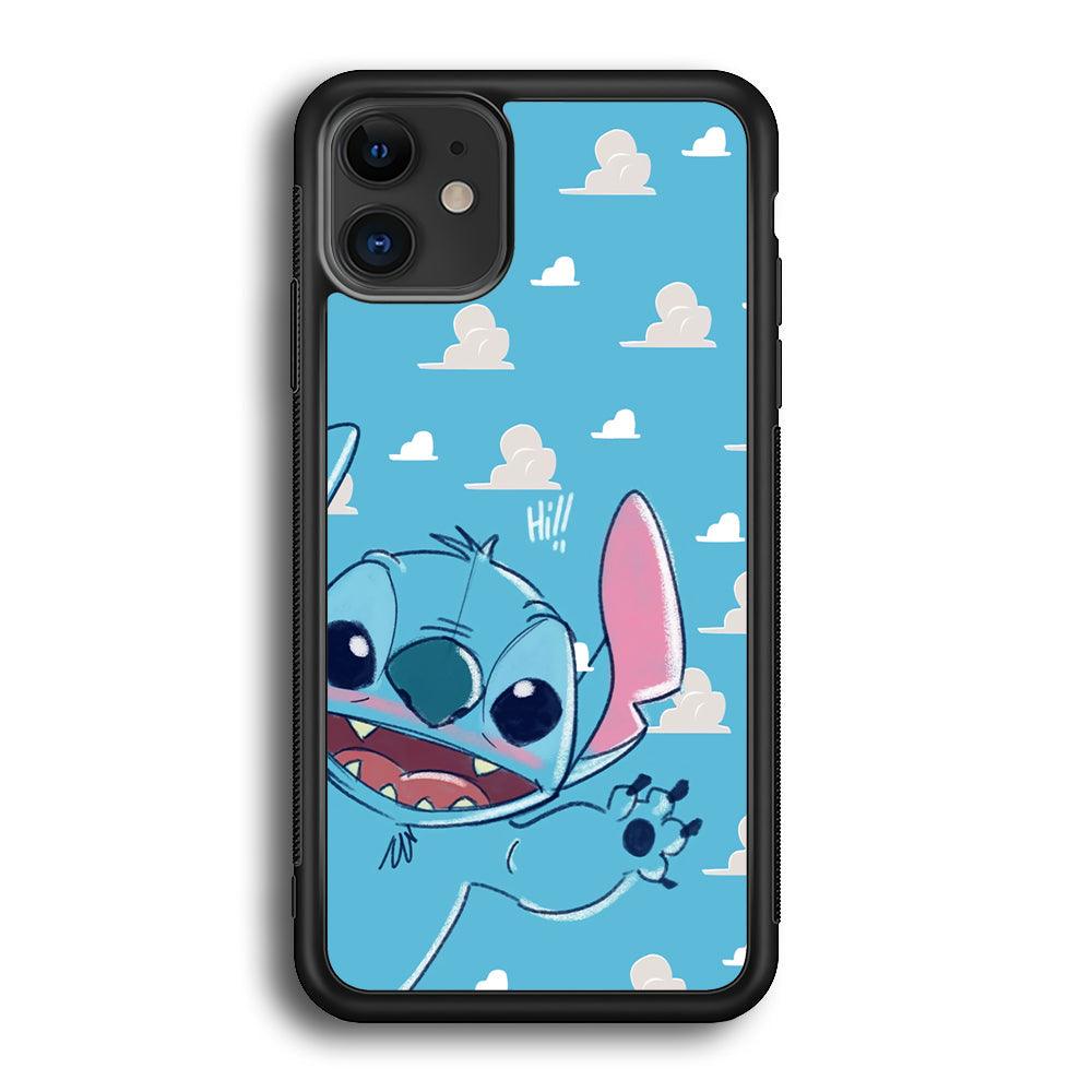 Stitch Say Hii on Me iPhone 11 Case-Rubber Black (2D Case)-Oxvistore