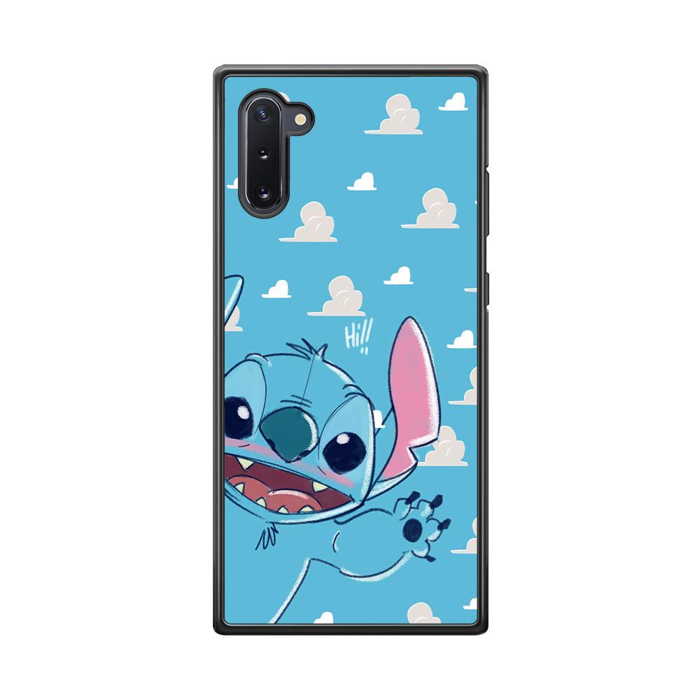 Stitch Say Hii on Me Samsung Galaxy Note 10 Case-Rubber Black (2D Case)-Oxvistore