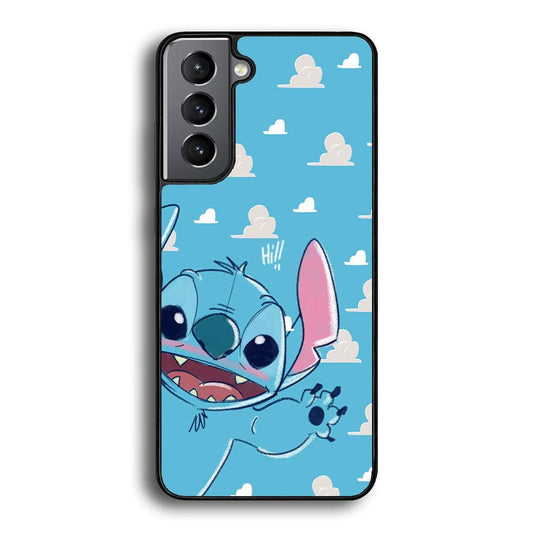 Stitch Say Hii on Me Samsung Galaxy S23 Case-Rubber Black (2D Case)-Oxvistore
