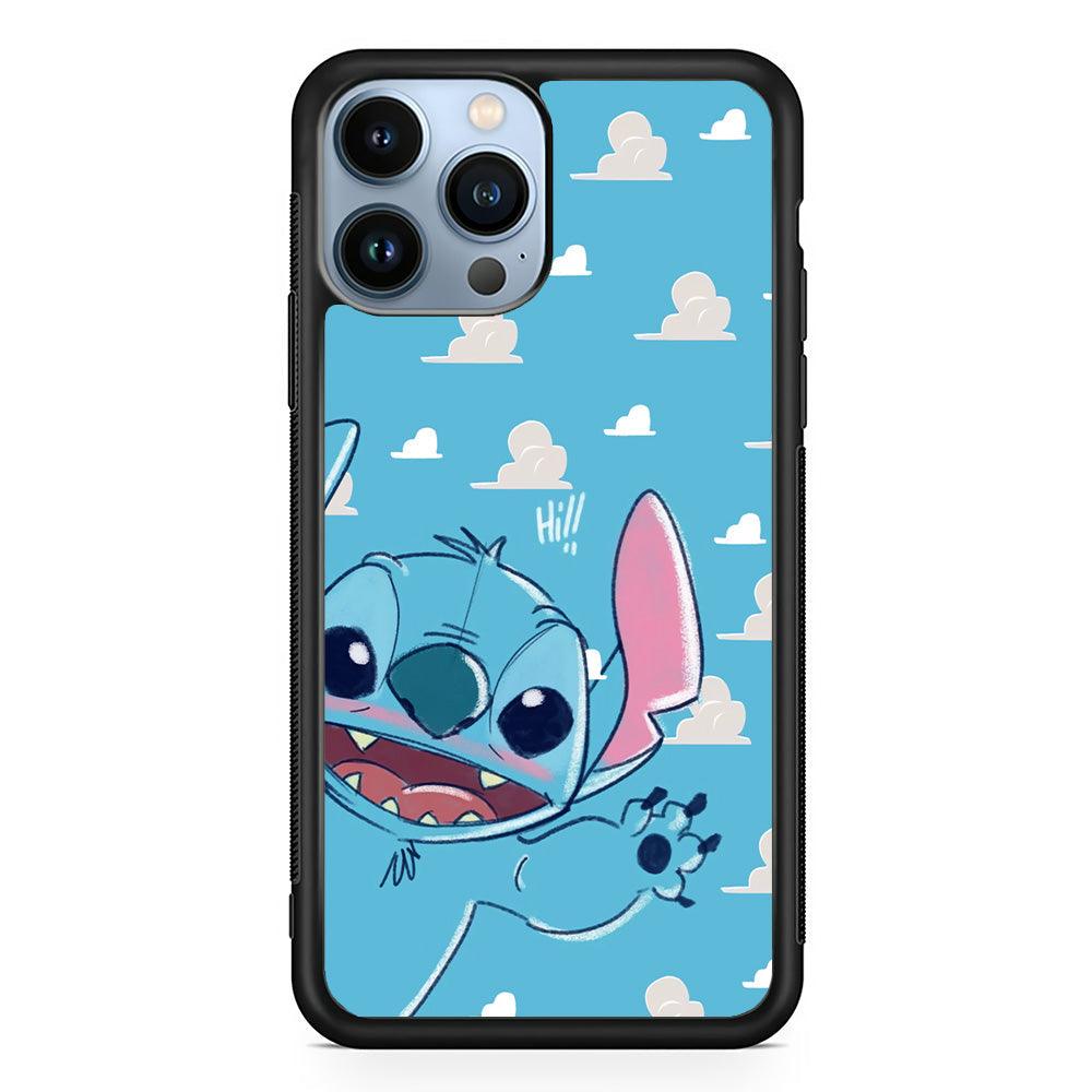 Stitch Say Hii on Me iPhone 13 Pro Max Case-Rubber Black (2D Case)-Oxvistore