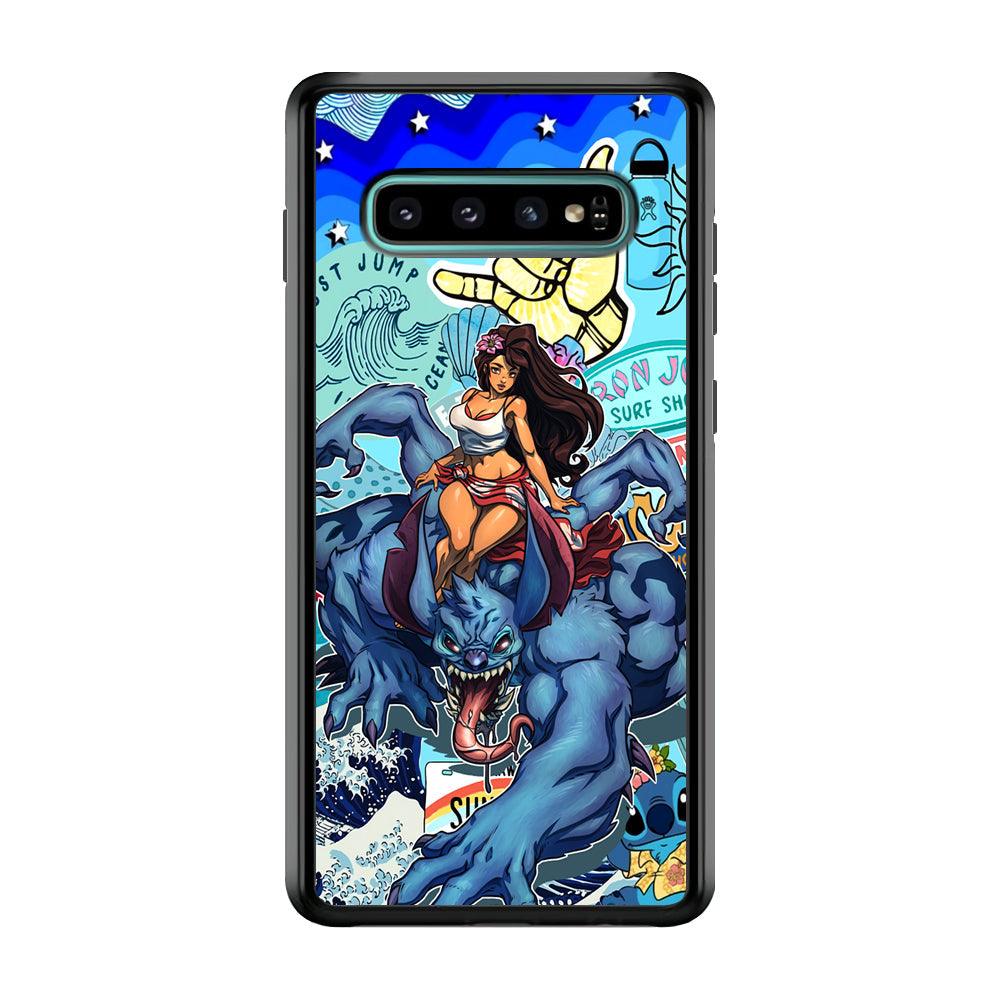 Stitch The Adult Mode Samsung Galaxy S10 Case-Rubber Black (2D Case)-Oxvistore