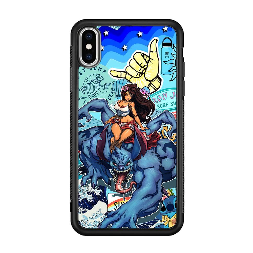 Stitch The Adult Mode iPhone XS Case-Rubber Black (2D Case)-Oxvistore