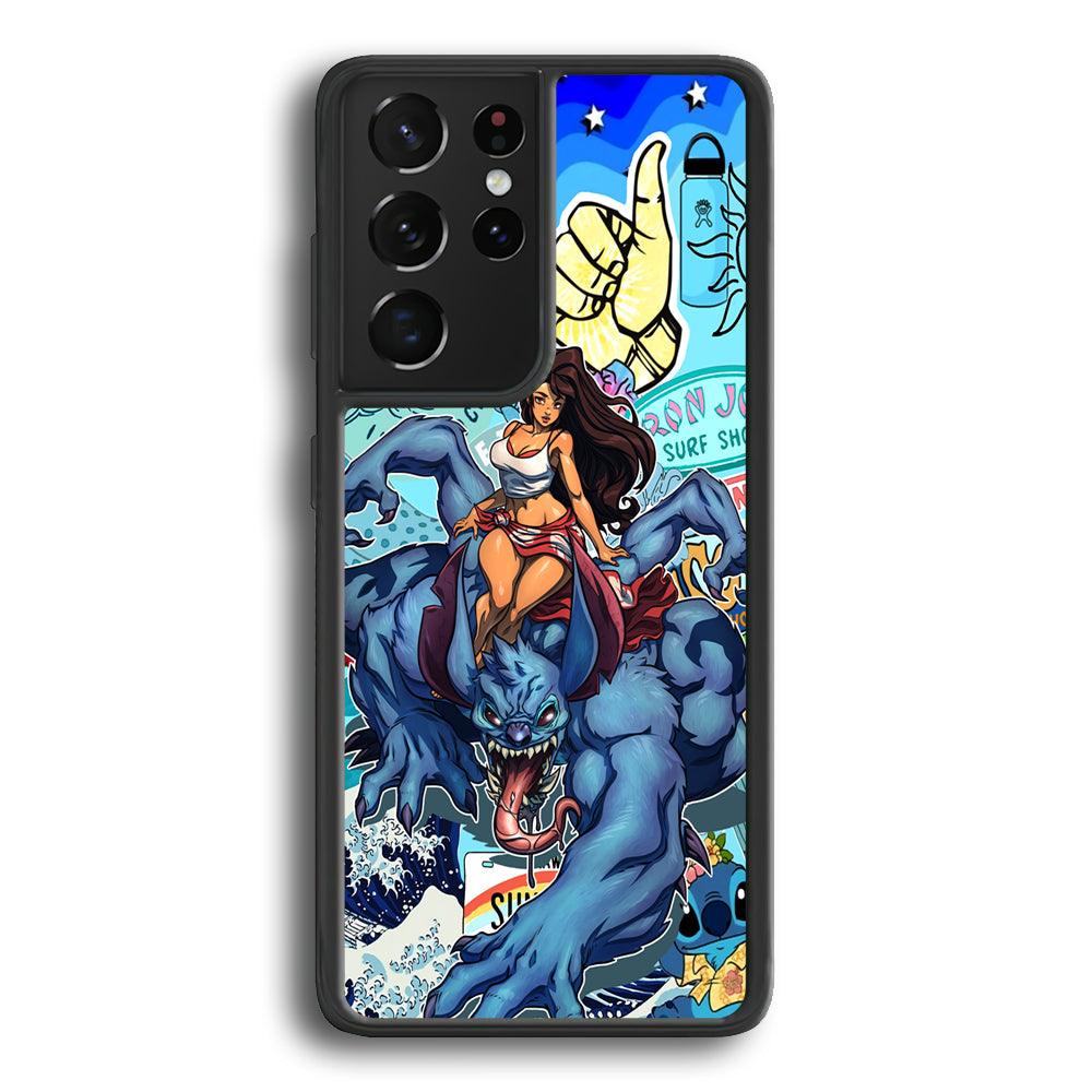 Stitch The Adult Mode Samsung Galaxy S21 Ultra Case-Rubber Black (2D Case)-Oxvistore