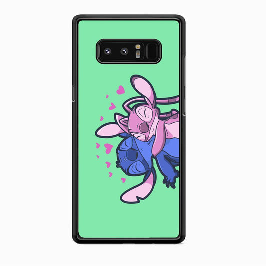 Stitch And Angel Huge Green Wallpaper Samsung Galaxy Note 8 Case-Rubber Black (2D Case)-Oxvistore