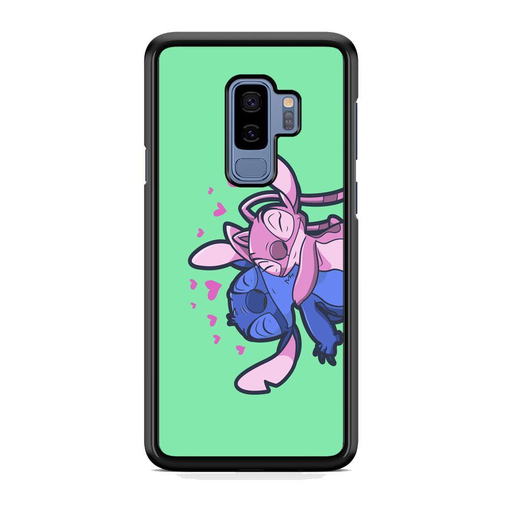 Stitch And Angel Huge Green Wallpaper Samsung Galaxy S9 Plus Case-Rubber Black (2D Case)-Oxvistore