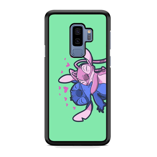 Stitch And Angel Huge Green Wallpaper Samsung Galaxy S9 Plus Case-Rubber Black (2D Case)-Oxvistore