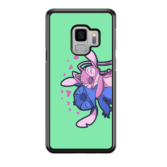 Stitch And Angel Huge Green Wallpaper Samsung Galaxy S9 Case-Rubber Black (2D Case)-Oxvistore
