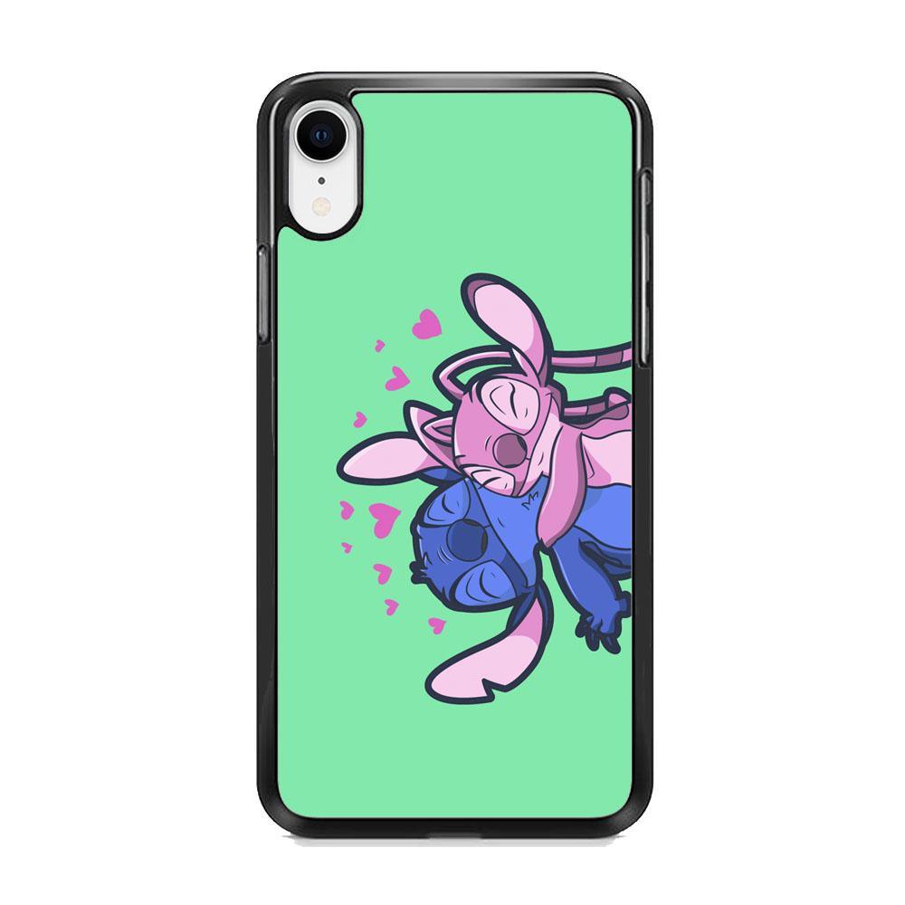 Stitch And Angel Huge Green Wallpaper iPhone XR Case-Rubber Black (2D Case)-Oxvistore