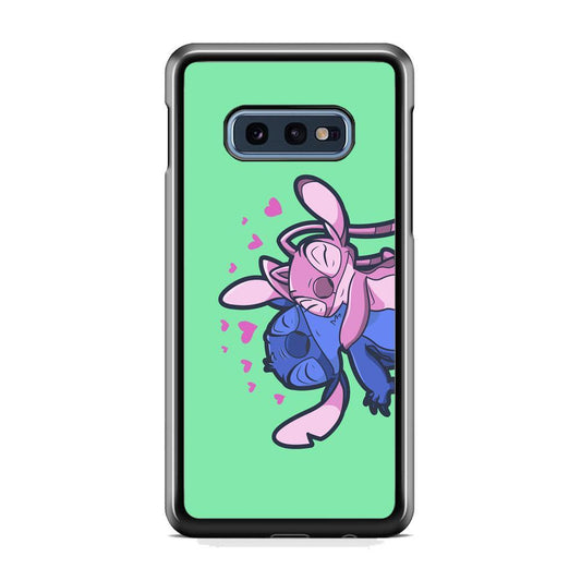 Stitch And Angel Huge Green Wallpaper Samsung Galaxy S10E Case-Rubber Black (2D Case)-Oxvistore