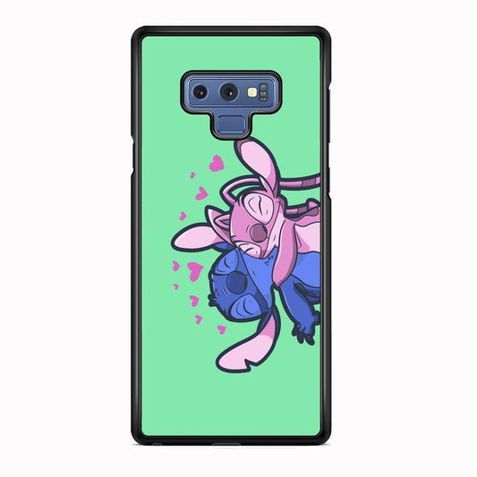 Stitch And Angel Huge Green Wallpaper Samsung Galaxy Note 9 Case-Rubber Black (2D Case)-Oxvistore