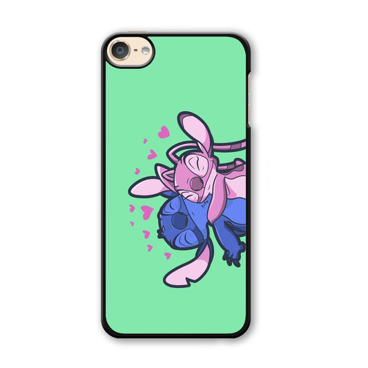 Stitch And Angel Huge Green Wallpaper iPod Touch 6 Case-Plastic Black (2D Case)-Oxvistore