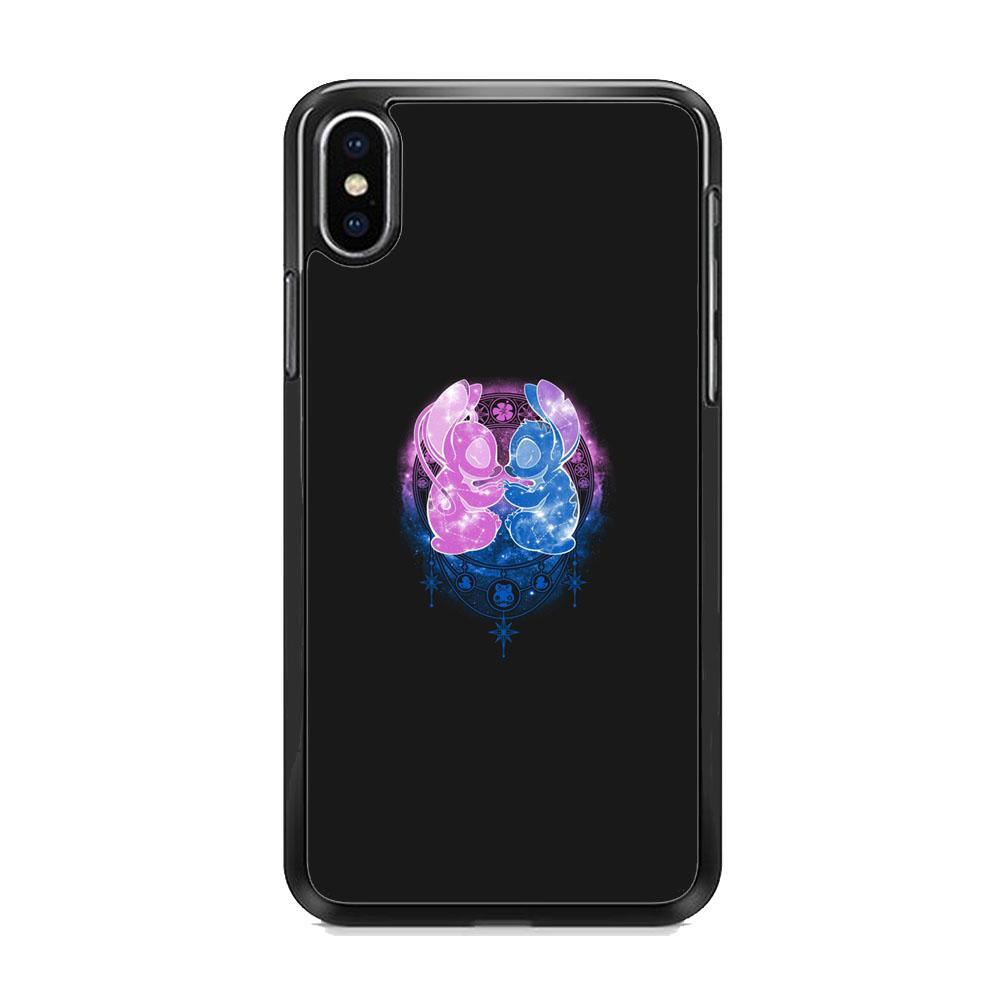 Stitch And Angel Yoga Style iPhone XS Case-Rubber Black (2D Case)-Oxvistore